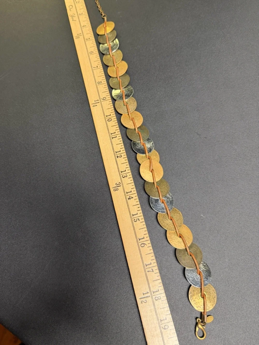 Chico's Mixed Metal Disc Necklace in Gold, Silver & Copper-Tone - Picture 9 of 10